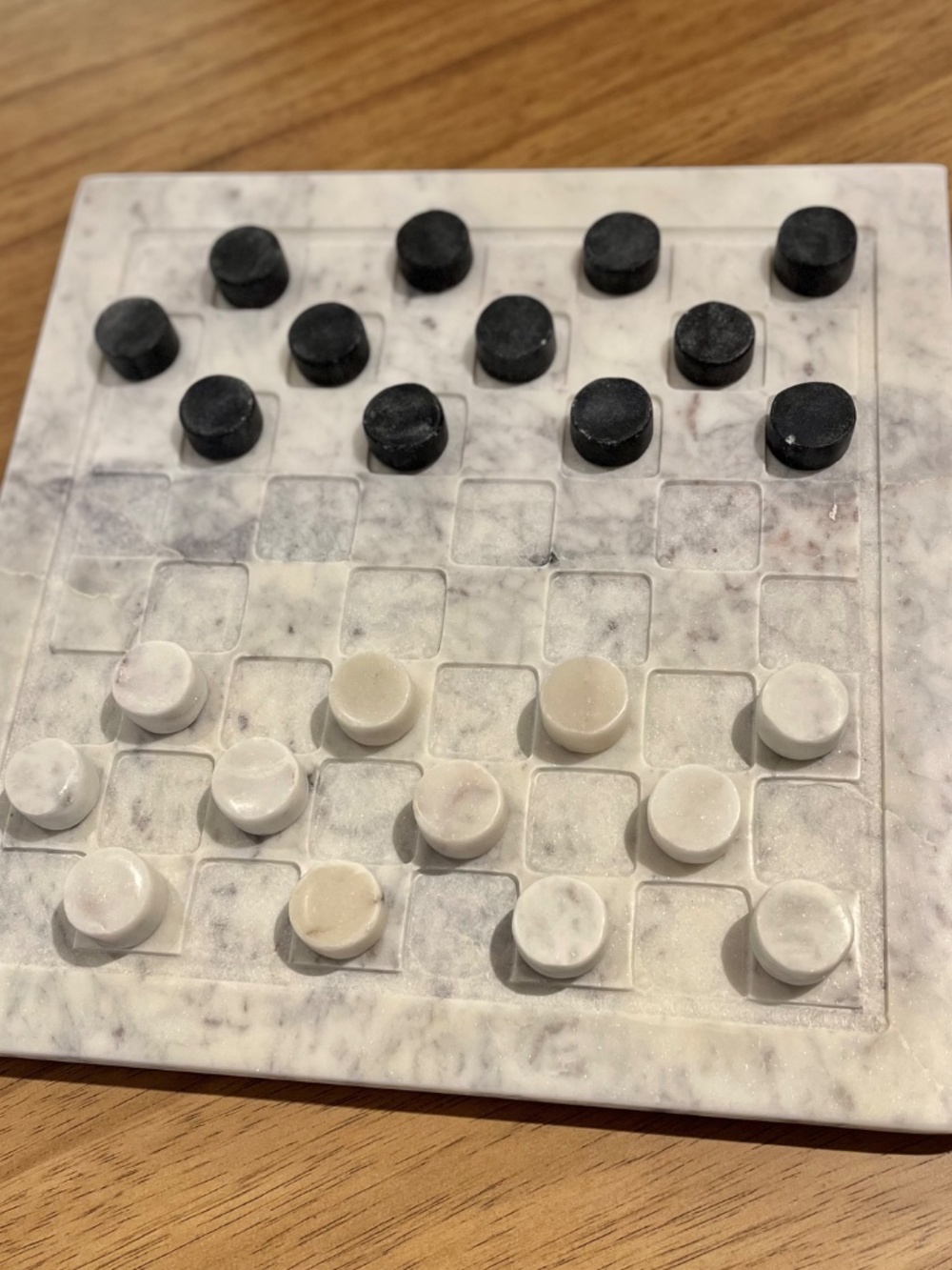 Pottery Barn Solid Marble Checkers Game Set Coffee Table Decor - Picture 4 of 4